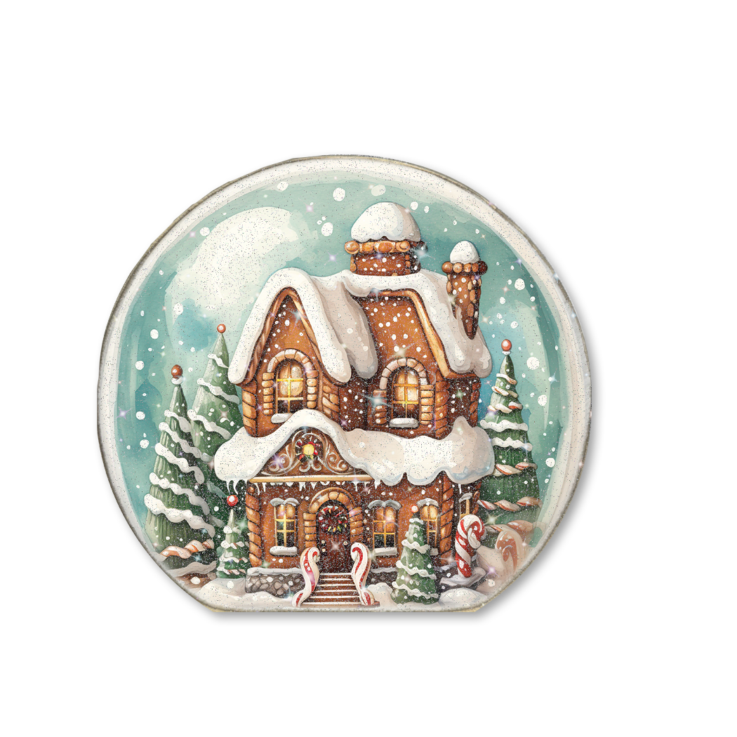 2 HTF items Pastel nutcracker & 2022 pastel ginger bread house shops snow globe