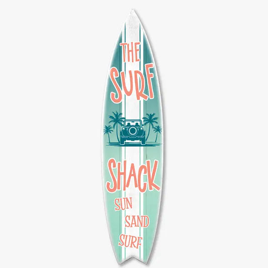 SURF BOARD WALL ACCENT SURF SHACK TEAL VERTICAL