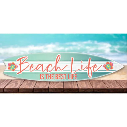 SURF BOARD WALL ACCENT BEACH LIFE BEST WITH HIBISCUS