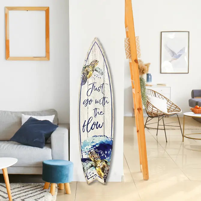 SURF BOARD WALL ACCENT GO WITH THE FLOW