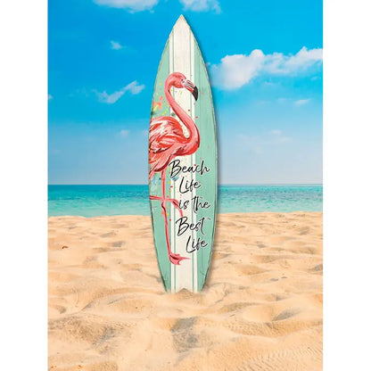 SURF BOARD WALL ACCENT BEACH LIFE BEST FLAMINGO