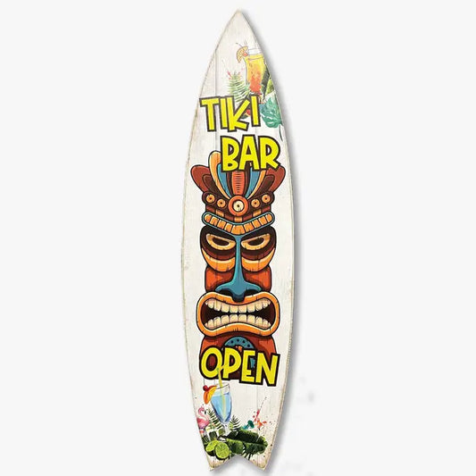 SURF BOARD WALL ACCENT TIKI BAR OPEN