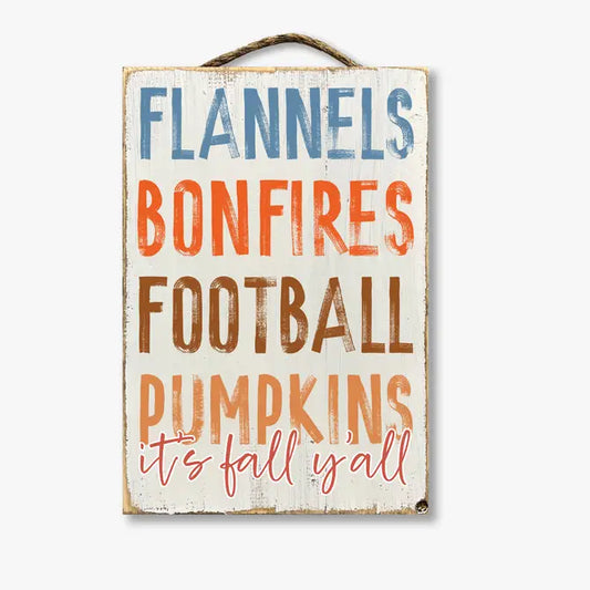 FLANNELS BONFIRES FOOTBALL PUMPKINS IT'S FALL Y'ALL