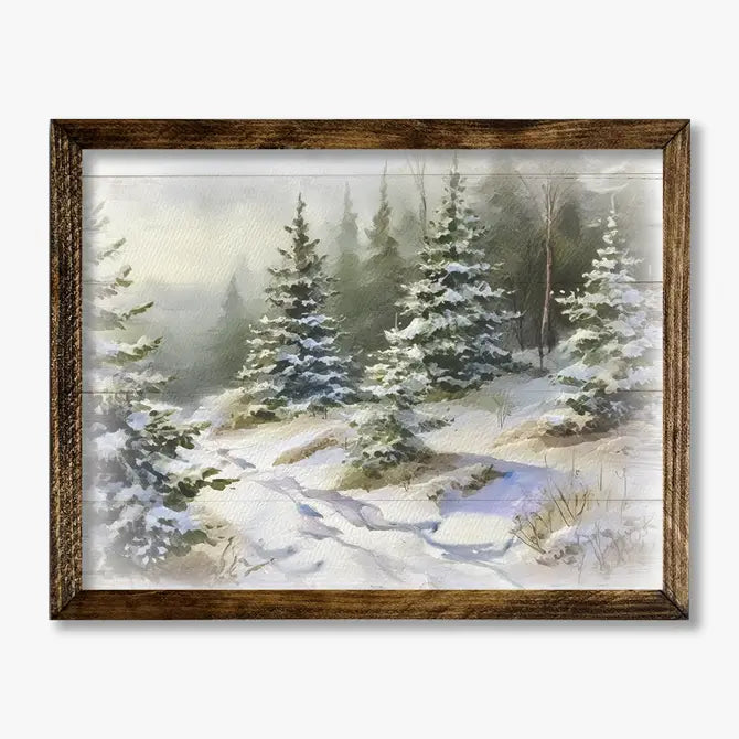 TIMBERLAND FRAME SNOWY TREES LANDSCAPE