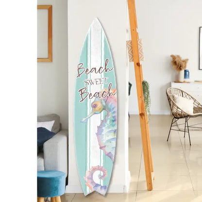 SURF BOARD WALL ACCENT BEACH SWEET BEACH SEAHORSE