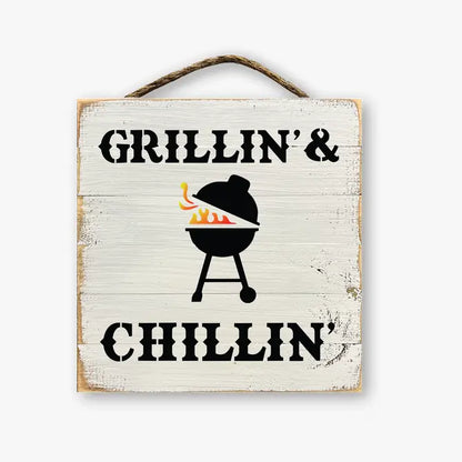 Grillin And Chillin - Hand-painted Slat Sign