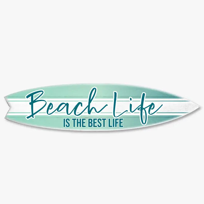 SURF BOARD WALL ACCENT BEACH LIFE BEST (FADED TEAL)