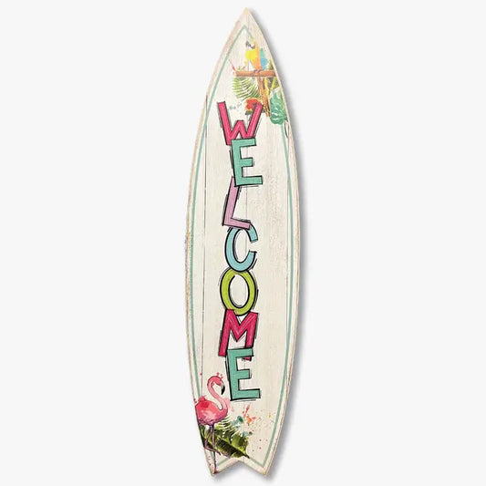 SURF BOARD WALL ACCENT COLORFUL WELCOME