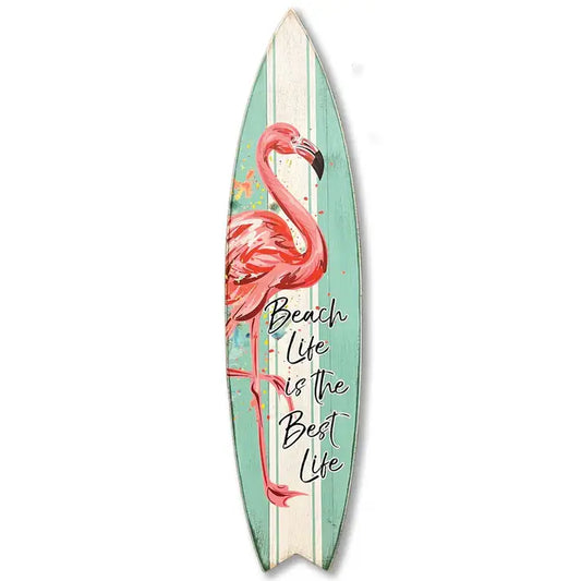 SURF BOARD WALL ACCENT BEACH LIFE BEST FLAMINGO