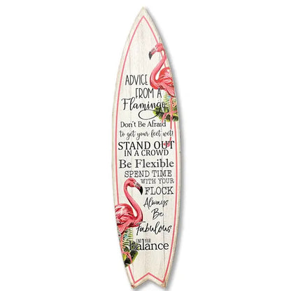 SURF BOARD WALL ACCENT ADVICE FROM A FLAMINGO