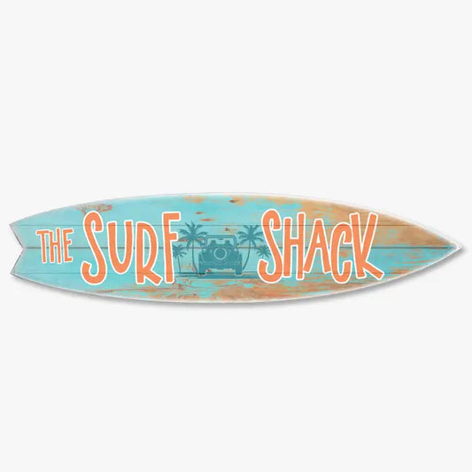 SURF BOARD WALL ACCENT SURF SHACK TEAL HORIZONTAL