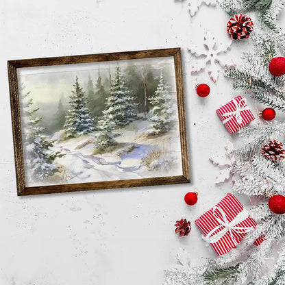 TIMBERLAND FRAME SNOWY TREES LANDSCAPE