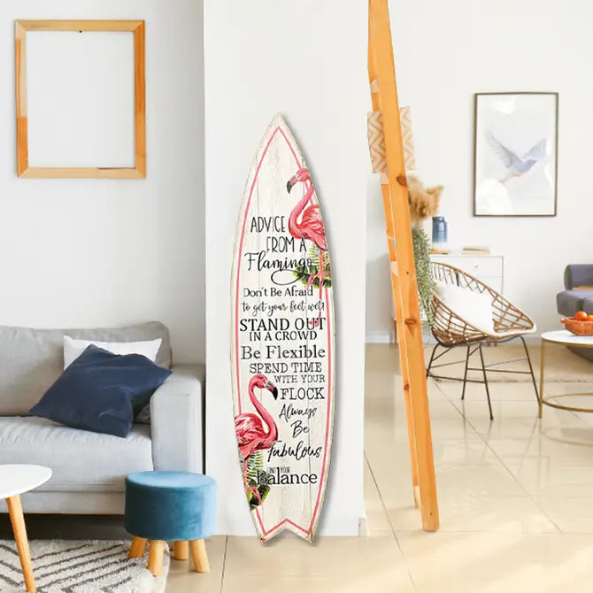 SURF BOARD WALL ACCENT ADVICE FROM A FLAMINGO