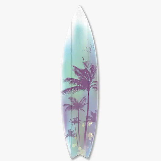 SURF BOARD WALL ACCENT PALM TREE ART (TEAL)