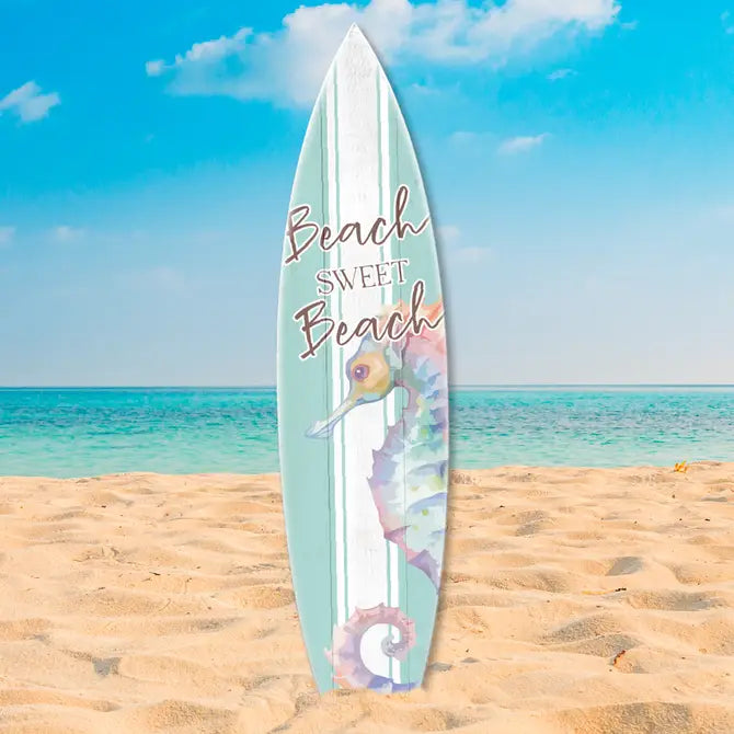 SURF BOARD WALL ACCENT BEACH SWEET BEACH SEAHORSE