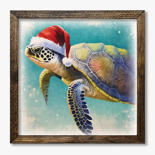 TIMBERLAND FRAME SEA TURTLE WEARING SANTA HAT