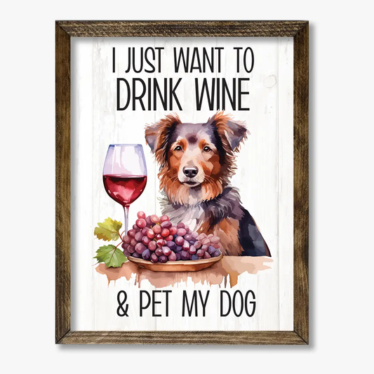 TIMBERLAND FRAME DRINK WINE & PET MY DOG