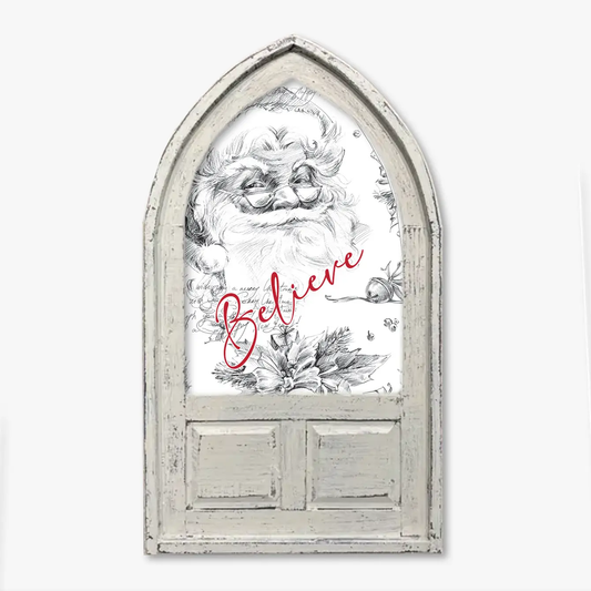 Small Arched Santa Sketch Believe