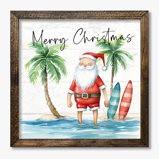 TIMBERLAND FRAME SANTA CLAUS AT THE BEACH MERRY CHRISTMAS